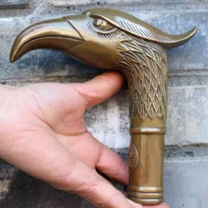 Old Bronze Handmade Carved Vulture Statue Cane Walking Stick Head Statues - Picture 1 of 3