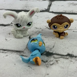 Authentic LPS Lot Blue Bird Monkey White Rabbit Littlest Pet Shop - Picture 1 of 4
