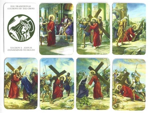 2025 Spring Savings! -- All 14 Stations of the Cross Prayer Cards -- Full Color! - Picture 1 of 3