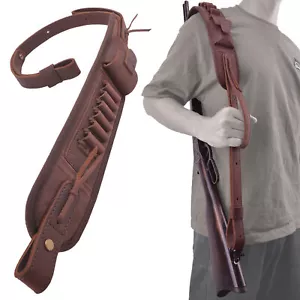 WAYNE'S DOG Hunting Leather Rifle Sling Shotgun Strap for .30/30.308 12GA .22MAG - Picture 1 of 45