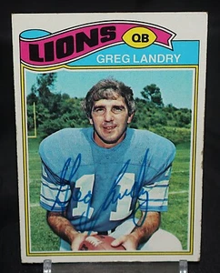 1977 TOPPS FOOTBALL GREG LANDRY DETROIT LIONS #136 SIGNED AUTOGRAMM - Bild 1 von 2