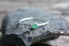Mini Ring Sterling Silver Hammered Handmade Natural Chrysoprase 925 Sterling