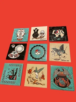(9) Cleo Teissedre Vtg. Pottery Tile Trivet Wall Decor Southwestern 1970’s & 80’ - Image 1 of 4