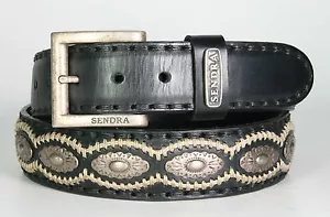 7606 Sendra Cintura IN Pelle Nero Con Conchos Cintura - Bild 1 von 1