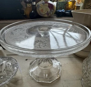 EAPG Co-operative Flint Glass Beaver Falls PA No. 100 Dahlia Cake Stand - Picture 1 of 4