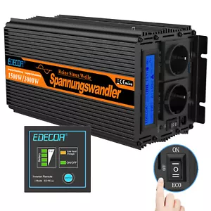 EDECOA Inverter Onda Sinusoidale Pura 1500W DC 12V AC 220V Convertitore LCD USB - Foto 1 di 8