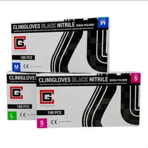 Guanti In Nitrile NERI Senza Polvere CLINISAFE 100pz - Foto 1 di 1