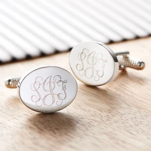 Increíbles gemelos personalizados de tres monogramas para hombre en plata 935 Argentium - Imagen 1 de 6