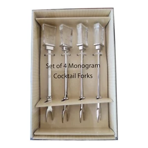 Mango Moon Monogram/Initial Decorative Cocktail Forks H Set Of 4 - Picture 1 of 3
