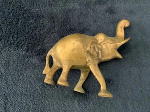 3,5" Messing Elefant signiert/datiert Rüssel oben Glück Wohlstand Glück und Freundlichkeit - Bild 1 von 6
