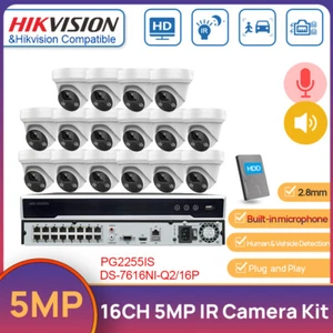 Hikvision 16CH 16POE 4K NVR 5MP IR Camera IP Outdoor Security System Kit w/Audio - Picture 1 of 27