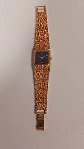 Vtg Benrus Citation Quartz Watch Gold Plate Nugget Style Diamond Time/Date Box - Picture 1 of 7