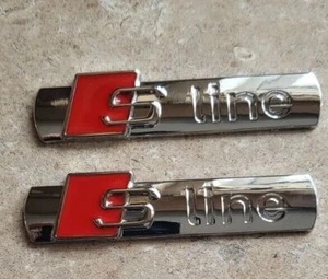 Audi  x 2pcs Metal Decal Badge Chrome S-Line Wing  With 3M Adhesive, Top Quailty - Picture 1 of 4