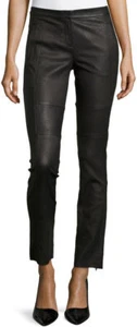 Pantalones de cuero Halston Heritage negros ajustados talla 8 nuevos con etiquetas $995 - Imagen 1 de 2
