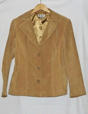 Chaqueta Blazer Preston and York Marrón Tostado Cuero Gamuza Genuino Mujer Talla Grande Foto 1 de 4