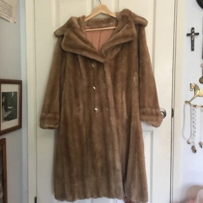 vintage 1960s 1970s faux fur overcoat light brown winter grandella sportowne VTG - Image 1 of 4
