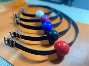 Classic Single Strap Ball Gag - 100% Hand made - Silicone Ball - BDSM - Picture 1 of 10