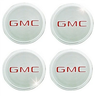 70S 80S 90S GMC RALLY RIM WHEEL CENTER CAP LOGO METAL EMBLEM DECAL NEW NOS (4) - Image 1 of 3