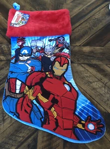 Neu mit Etikett Marvel Avengers 19 Zoll bestickter Weihnachtsstrumpf Iron Man Thor Mütze Amerika - Bild 1 von 2