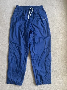Vintage Nike Herren Activewear Hose XL Marineblau Y2K Windbreaker Logo Swoosh Kordelzug - Bild 1 von 13