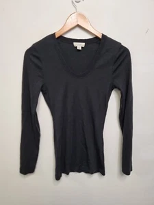 100% pure wool sweater size small scoop neck jumper black pullover undershirt - Picture 1 of 7