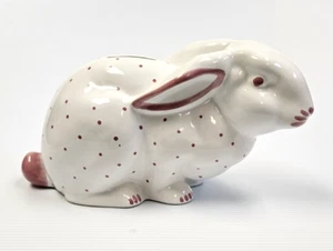 TIFFANY & CO Bunny Rabbit White Pink Polka Dots Girl Piggy Bank Made in Austria - Picture 1 of 10