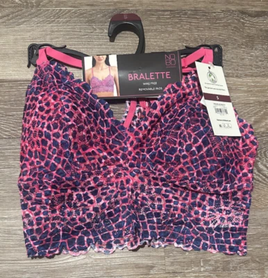 Bralette de encaje No Boundaries Longline acolchado fucsia geométrico juniors pequeño Foto 1 de 3