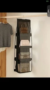 6 Taschen durchsichtig Handtasche Tragetasche Tasche hängende Aufbewahrung Organizer Schrank Regal - Bild 1 von 5