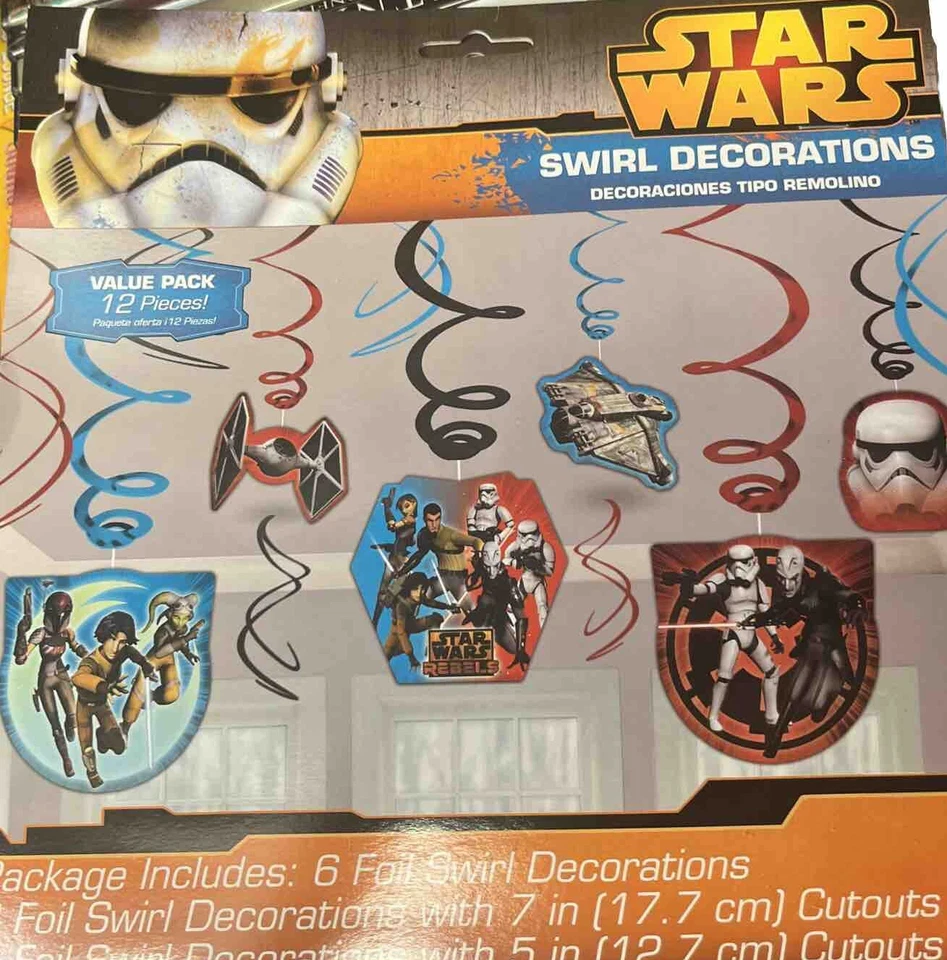 PACK DE 12 DECORACIONES REMOLINO FIESTA STAR WARS PARTY VALUE PACK Foto 1 de 1