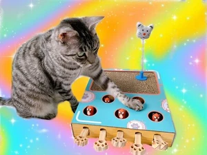 Cat Puzzle Toy |Cat Scratcher | Whack a Mole Game |Durable Pet Gift |Cat Gift - Picture 1 of 12