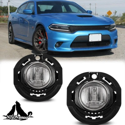 LED Fog Lights For 2015-2019 Dodge Charger Front Bumper Driving Lamps Clear Pair Foto 1 de 4