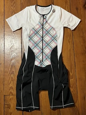 De Soto Femme Bib Cycling Shorts Unitard Unisuit Singlet Bike Plaid Padded XL - Image 1 of 4