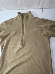Rothco ECWCS Grid Top Men Medium Brown 1/2 Zip Fleece Layer II Midweight Thermal - Picture 1 of 7