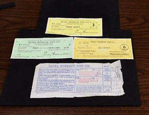 Menge 4 Vintage Sears, Roebuck und Co. Papier Kreditprüfungen & Quittung (#153) - Bild 1 von 6