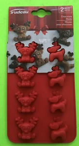 NEW SET OF 2 SILICONE REINDEER SHAPED CHOCOLATE MOLD (16 CAVITIES) - 2 DESIGNS - Picture 1 of 7