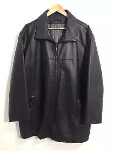 Vintage Leather Jacket Mens XL 90s Box Coat Retro C & A Angelo Litrico Nappa - Picture 1 of 8