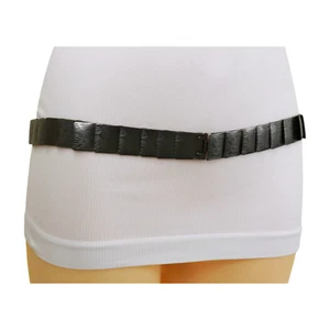 Women Pewter Color Metal Elastic Skinny Fashionable Chic Style Waisted Belt S M - Picture 1 of 24