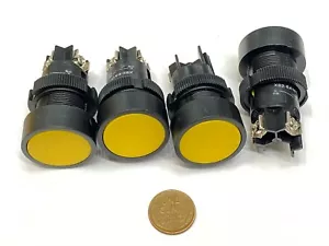 4 x Yellow Push Button Switch NO 22mm CNC round LA38-11 XB2-EA142 Momentary G2 - Picture 1 of 4