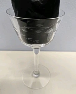 ONE Vintage Etched Leaves Liquor Sherry Clear Glass 5" - Picture 1 of 10