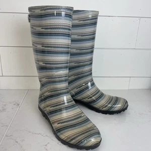 UGG Regenstiefel mehrfarbig gestreift Damengröße 8 Sherpa Kunstfell gefüttert - Bild 1 von 9