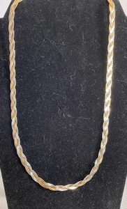 80er Vintage Milor Italy Tricolor Gold Vermeil geflochtene Kette 925 Halskette 24" - Bild 1 von 10