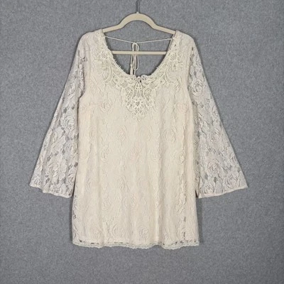 Vestido Tomate Volador Grande Crema Encaje Crochet Fluido Festival Cachicho Coqueta Foto 1 de 4