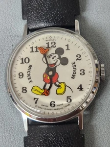 Vintage Disney Bradley Mickey Mouse Pie Eyed Swiss Watch 23 - EXE - Läuft - Bild 1 von 12