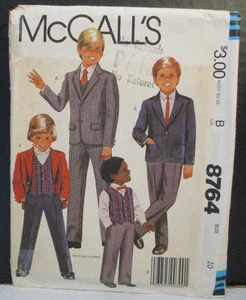 McCall's Pattern 8764 Boys Jacket Vest Pants Size 10 Ch 28 W 25 Cut Complete Vtg - Picture 1 of 13