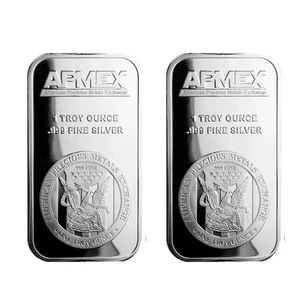 APMEX 1 Troy Ounces Silver Bar 2Pcs - Picture 1 of 7