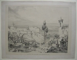 Litografía Wilhelm Gail Granada Alhambra desde Albaicín Andalucía España 1837 - Imagen 1 de 5