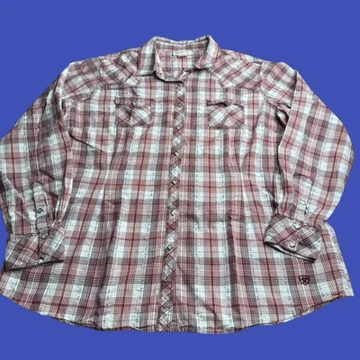 Camisa a Cuadros Ariat Para Mujer XXL Diamante Perla A Presión Western Roja Vaquera Rodeo Foto 1 de 4