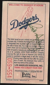 Rick Monday Los Angeles Dodgers Centerfielder Autographed Parking Lot Ticket - Picture 1 of 1