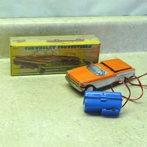 Vintage Japan Tin Chevrolet Convertible Car + Box, Battery Op. 6" - Picture 1 of 12