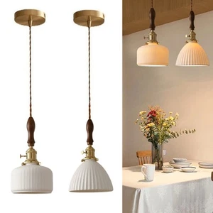 Minimalist Style Ceramic Hanging Pendant Light Vintage Cottage Mini Ceiling Lamp - Picture 1 of 11